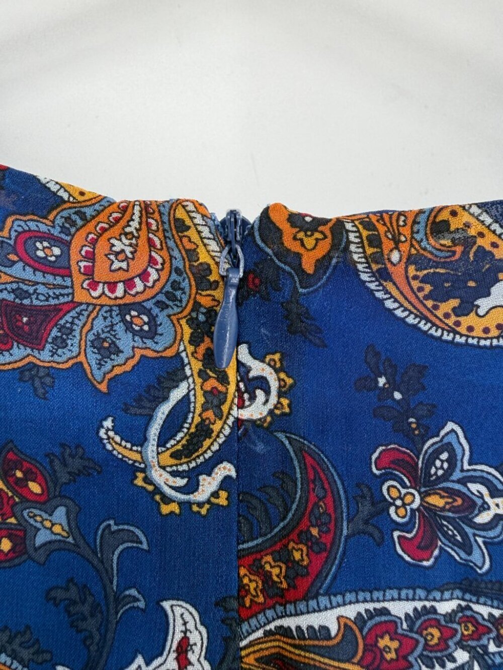 NWT Sam Edelman Blue Paisley Fit & Flare Mini Dress Size 6 Sheer Sleeve - Picture 6 of 11